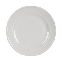 Round Dinner Plate with Beaded Design, White, 11