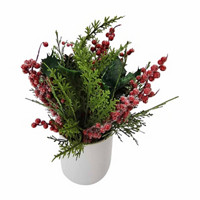 Mixed Artifical Greenery Arrangement with Red Berry And