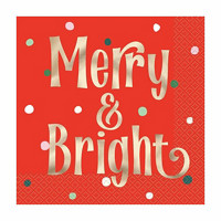 Christmas 'Merry & Bright' Beverage Napkins, 16 ct