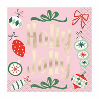 Christmas 'Holly Jolly' Beverage Napkins, 16 ct