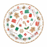 Christmas Gingerbread Themed Plates, 9 in, 8 ct