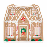 Gingerbread House Shaped Paper Party Plates, 8.25 in,