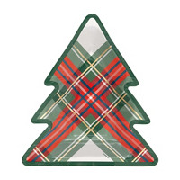 Christmas Tree Shaped Plaid Plates, 8 ct