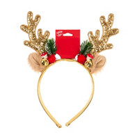 Holiday Style Gold Sparkly Reindeer Antler Headband