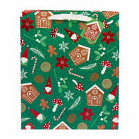 Christmas Gingerbread and Snowflake Large Gift Bags, Assorted Designs