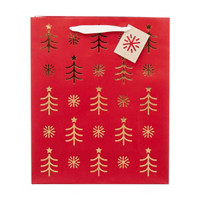 Christmas Tree and Plaid Large Gift Bags with Foil Details, Assorted Designs