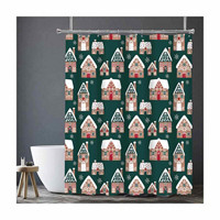 Christmas Gingerbread House Themed Shower Curtain, 13 ct