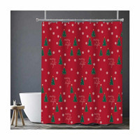 Christmas Tree Themed Shower Curtain, 13 ct