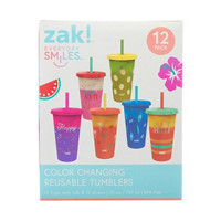 Zak! Every Day Smiles Color Changing Tumblers, 25 oz, 12 ct