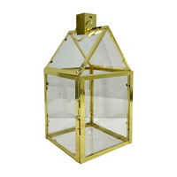 Electroplated Gold Metal House Lantern, 11  in