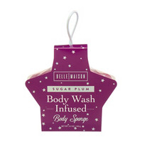 Belle Maison Christmas Body Wash Infused Body Sponge, Sugar Plum, 3.5 oz