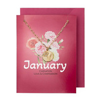 Birth Month Flower Necklace, January Carnation