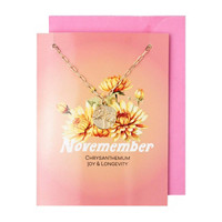 Birth Month Flower Necklace, November Chrysanthemum