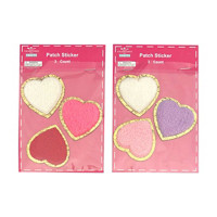 Happy Valentine's Day Heart Shaped Patch Stickers, 3 ct, Assorted