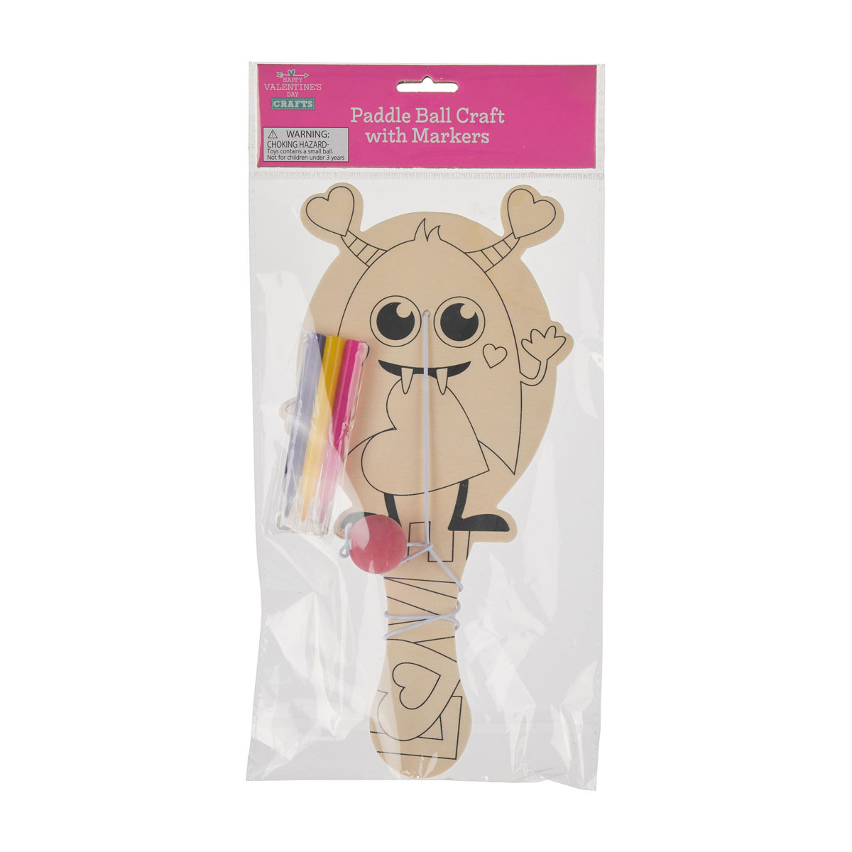 Happy Valentine's Day Paddle Ball Craft with Markers, Assorted