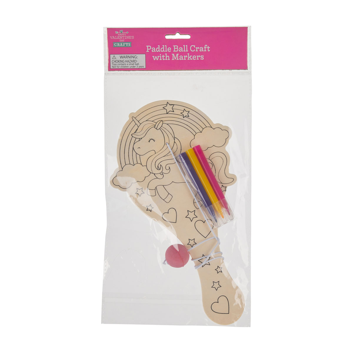 Happy Valentine's Day Paddle Ball Craft with Markers, Assorted