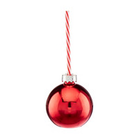 Red Glass Ornament-Shaped Sipper Cup with Metal Lid and Plastic Straw