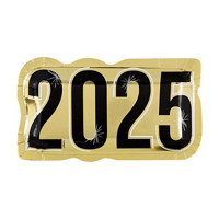 New Year's 2025 Foil Shaped Plates, 9 in