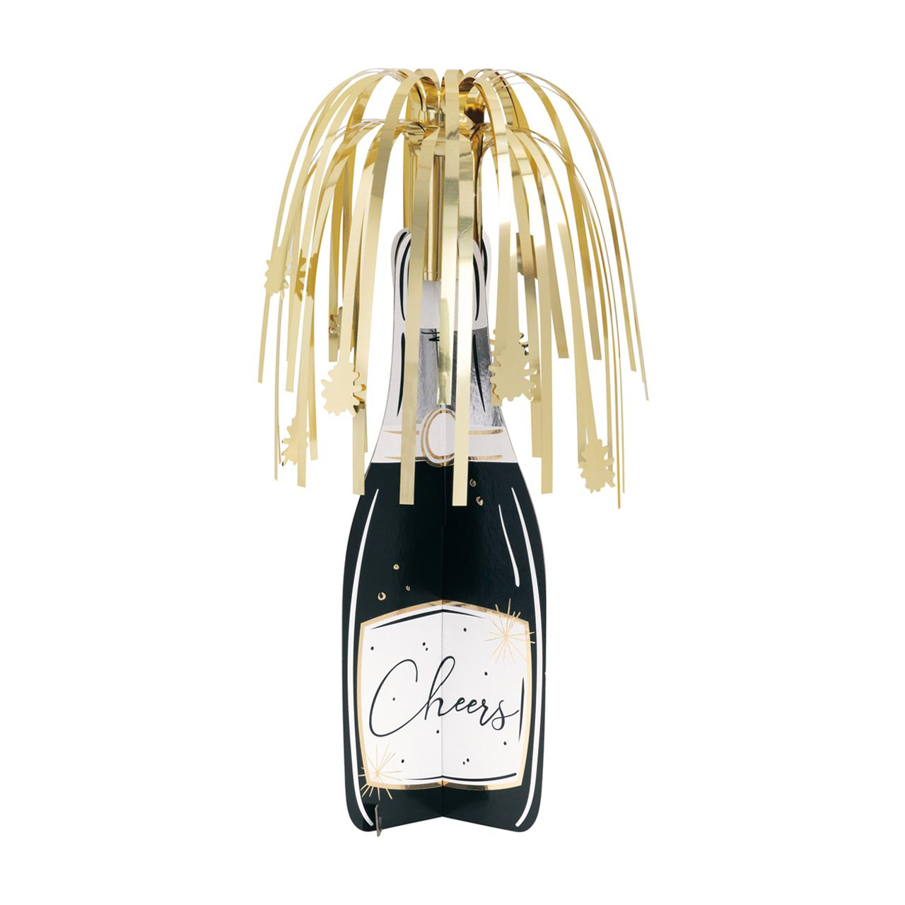 New Year's Champagne Bottle Fringe Centerpiece