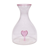 Valentine's Day Pink Glass Decanter with Heart Insert, 67 oz
