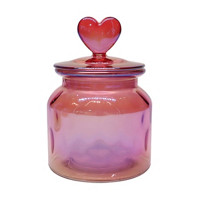 Valentine's Day Glass Container, Pink Heart