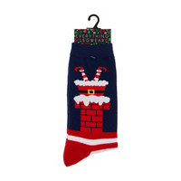 Christmas Santa Stuck in Chimney Crew Socks