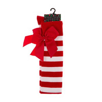 Christmas Red Striped Crew Socks with Red Bow