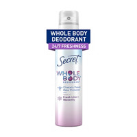 Secret Whole Body Aluminum Free Body Spray Deodorant for Women, Lilac & Waterlil