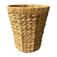 Round Natural Woven Hyacinth Waste Bin