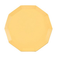 Boho Warm Yellow Decagon-Shaped Shallow Dinner Plates, 9.25 in, 8 ct
