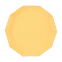 Boho Warm Yellow Decagon-Shaped Shallow Dessert Plates, 8.25 in, 8 ct