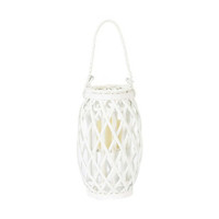 White Willow Lantern with LED Candle, Small