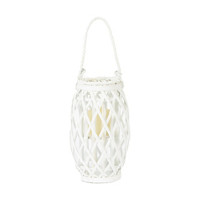 Willow Lantern with LED Candle, White, Medium