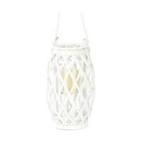 White Willow Lantern with LED Candle, Large