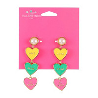 Valentine's Day Colored Hearts Drop Earring