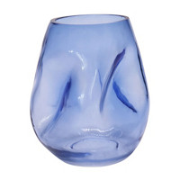 Abstract Glass Vase, Blue, 7 in