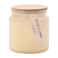 Glass Candle, Sea Salt & Amber, Ivory, 12 oz