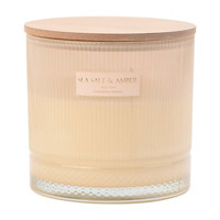 Ribbed Glass Candle, Sea Salt & Amber, 5-Wick, 28 oz