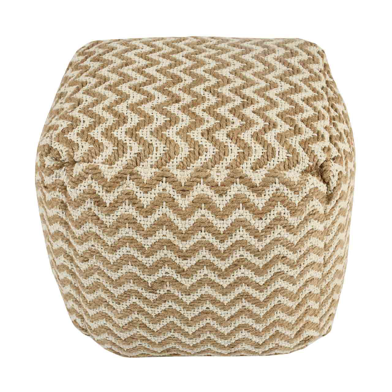 Square Chevron Jute Pouf