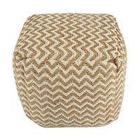 Square Chevron Jute Pouf