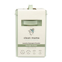 Clean Mama Sage Green Tin Laundry Powder Detergent Storage Bin with Scoop