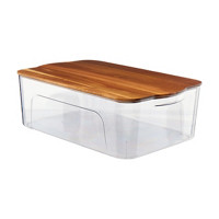 Medium Plastic Bin with Wooden Lid