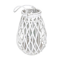 Beach Dream Gray Willow Lantern with Rope Handle