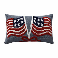 Knitted Patriotic Pillow, 20 in x 12 in