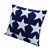 Knitted Patriotic Star Pillow, 18 in x 18