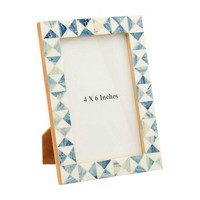 Geometric Picture Frame, 4 in x 6 in, White and Blue