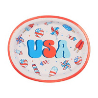 Retro USA Oval Plates, 12 in, 8 ct