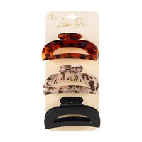 Large Arch Claw Clips, Assorted Colors, 3 Pack