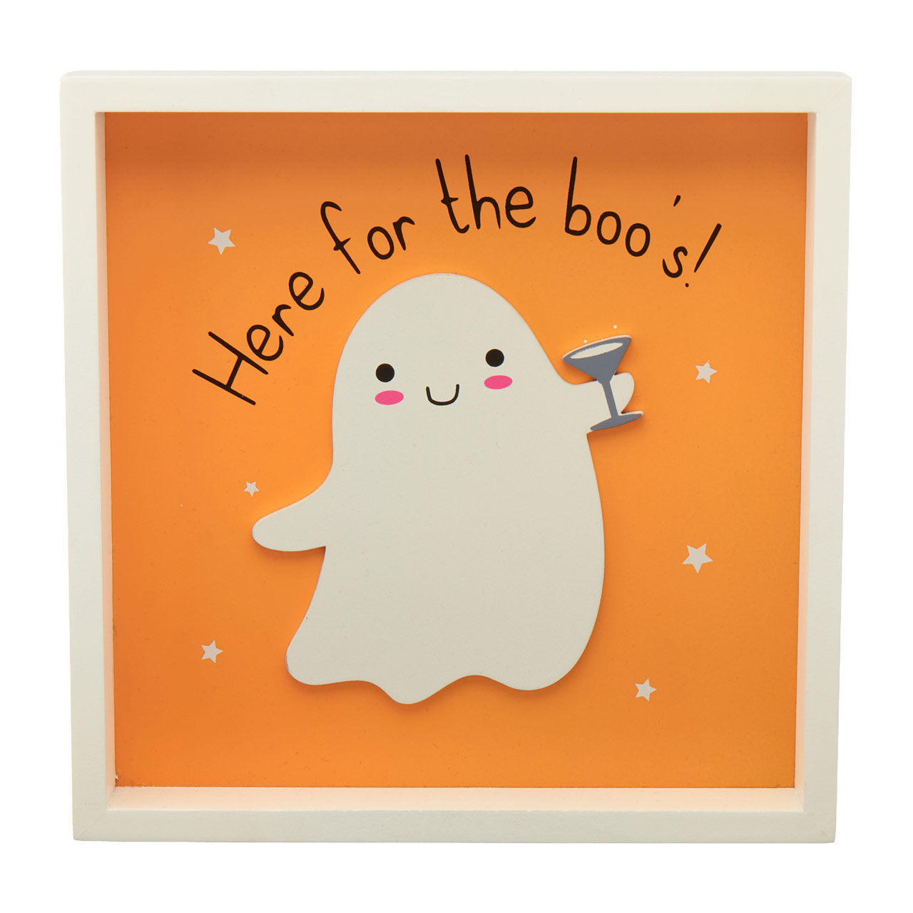"Here for the boo's" Halloween Ghost with Martini Glass Tabletop Sign