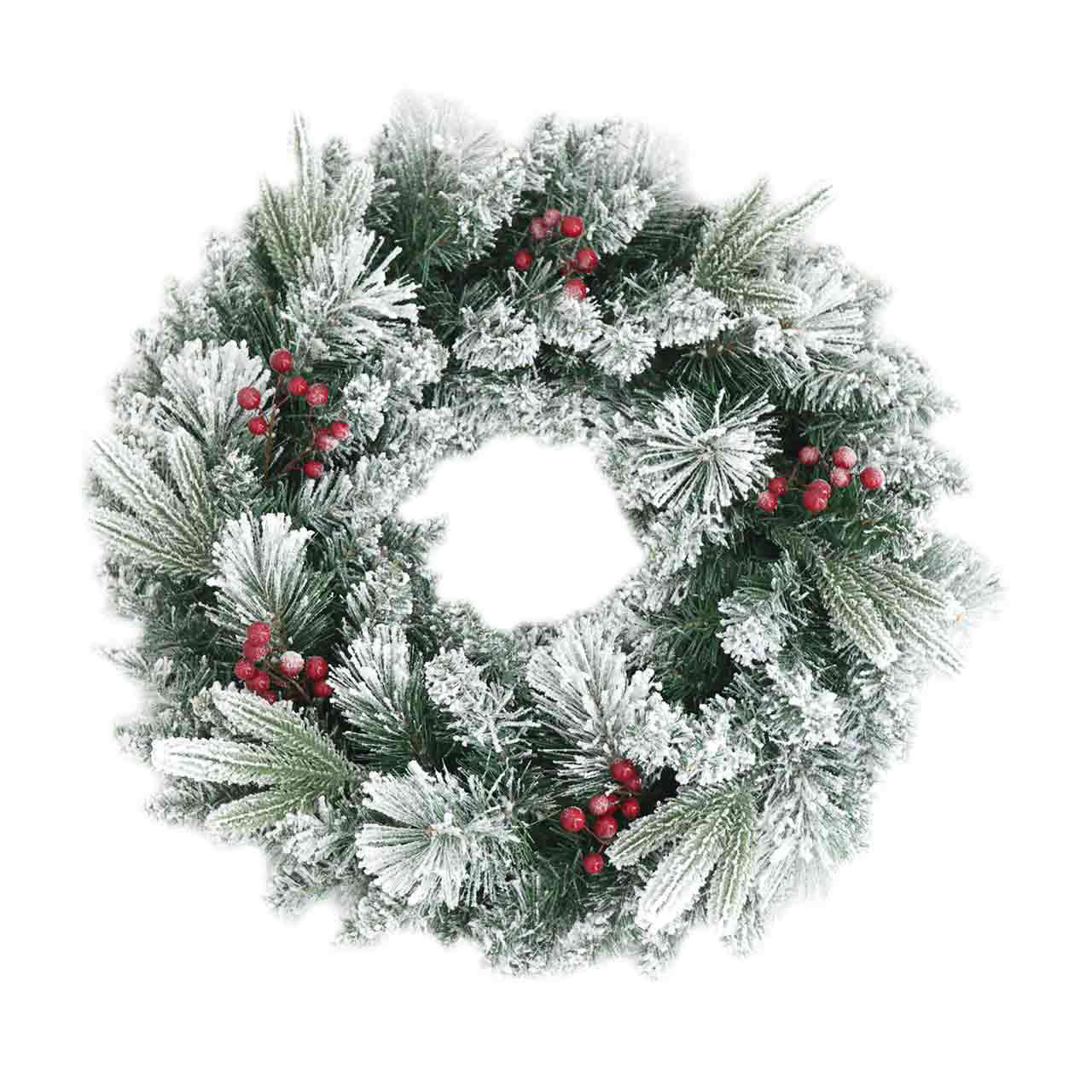 Christmas Battery-Operated Light-Up Flocked 24-in. Wreath